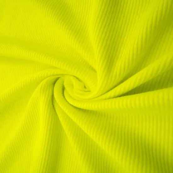 1 Yard 2x1 Solid Rib Knit Fabric, 54/56&Prime; Wide Polyester Spandex Blend NEON ORANGE {7}