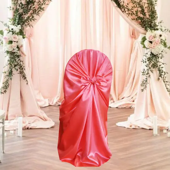 1 Piece Satin Universal Self Tie Chair Wrap Coral {5}