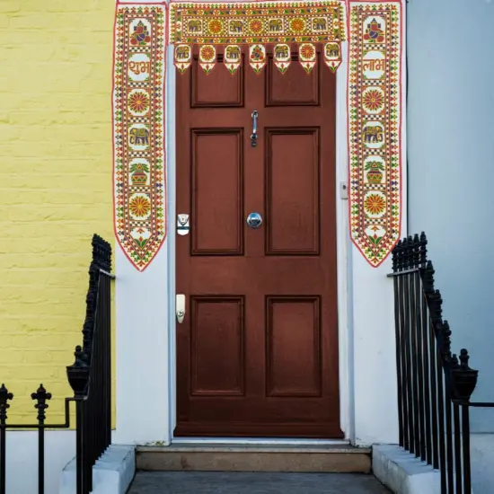 3 Pcs Indian Fabric Door Toran 42 Inch Ganesha Shubh Labh Bhandarwal Hanging Valance Traditional Wall Decorative for Window Home Temple Decor Wedding Diwali Navratri Puja Housewarming Decor {1}