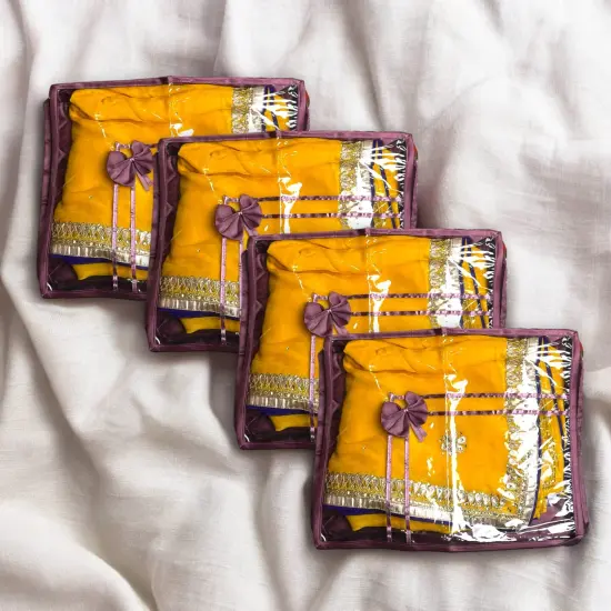 4 Pieces Velvet Sari Bags Saree Covers with Zipper Closure Cloth Cover Bags Organizer for Wardrobe and Gifting Storage Wedding Favor Birthday Anniversary {1}