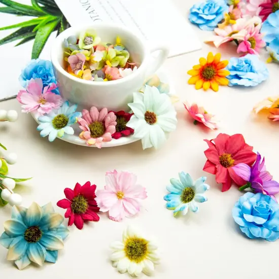 250 Pcs Faux Flower Heads Flower Mini Silk Heads {5}