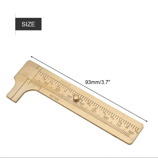 Sliding Gauge Vernier Caliper Ruler, Scale Vernier Caliper Solid Brass Sliding Gauge, mm/inch Handy Sliding Gauge Ruler Measuring Tool, Vernier Gauge Millimeters Tool for {6}