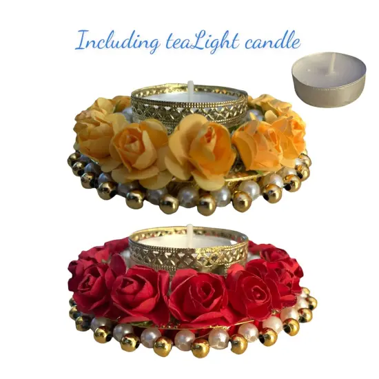 Rose Candle Holder Tealight Candle Holder &ndash; Festive T-light Stand for Diwali, Christmas, Hanukkah, Thanksgiving, Housewarming & Home Decor Centerpiece & Dining Table {5}