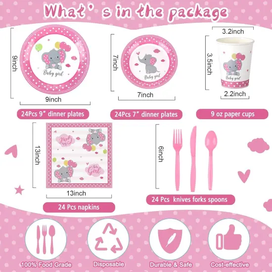 171 Pcs Elephant Theme Baby Shower Decorations {2}