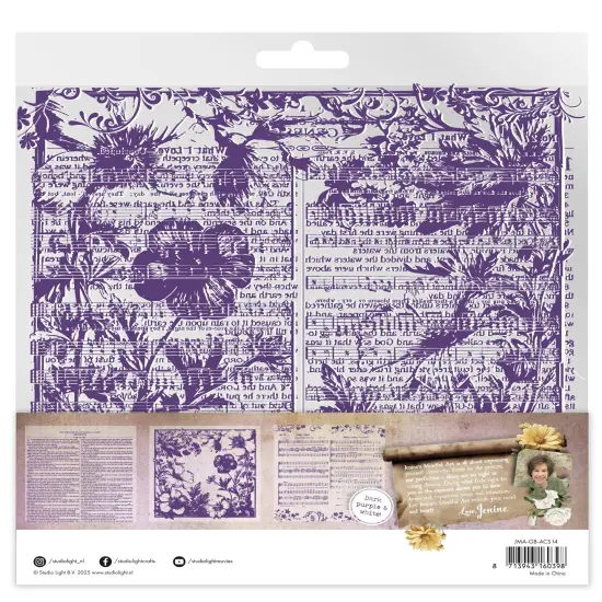 Jenine's Mindful Art Acetate Sheets 6/Pkg-White & Dark Purple, Growing & Blooming {3}