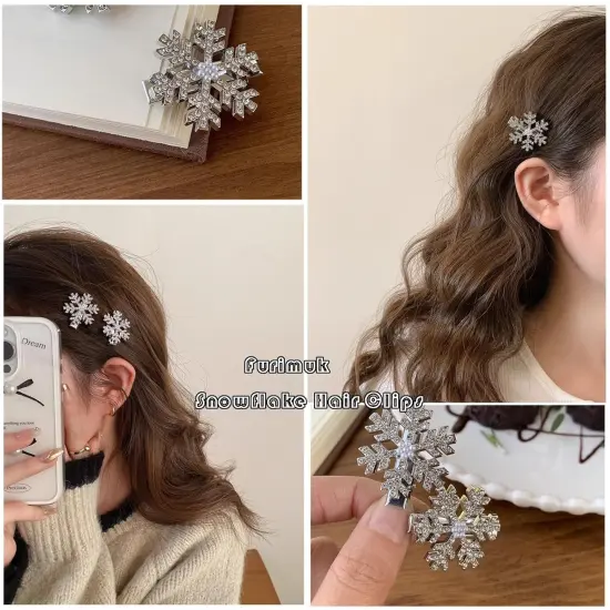 Sparkly Rhinestone Snowflake Hair Clip {2}
