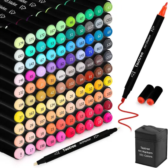 101 Colors Dual Tips Art Markers Pens Set {1}