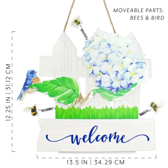 Spring Summer Welcome Door Hanger 3D Wooden Sign Decor {6}