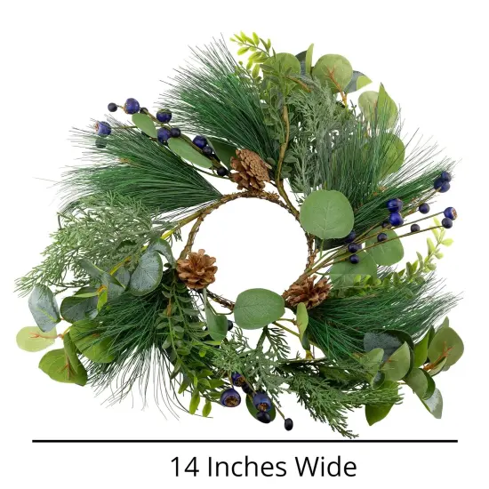 Blueberry Candle Wreath Christmas Winter Candle Ring Decor {6}
