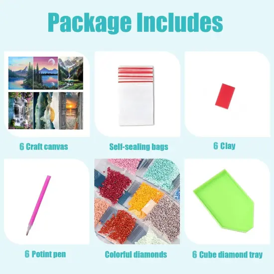 6 Pack Diamond Painting for Adults 5D Diamond Painting Kit {2}