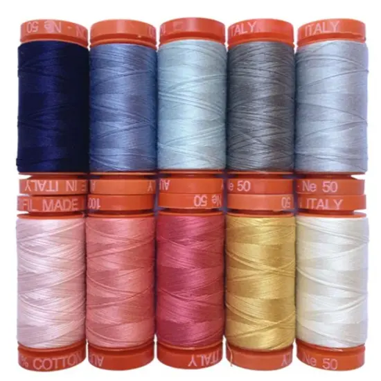 Aurifil Joyful Threads Thread Set by Fran Gulick | (10 50wt Cotton Small Spools.) {2}