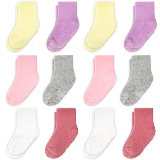 CozyWay Girl Crew Socks - Comfy Cotton Socks For Girls Ages 3 Years and Up - Soft & Breathable - Multi Color Pink - 12 Pack Multicolor {1}