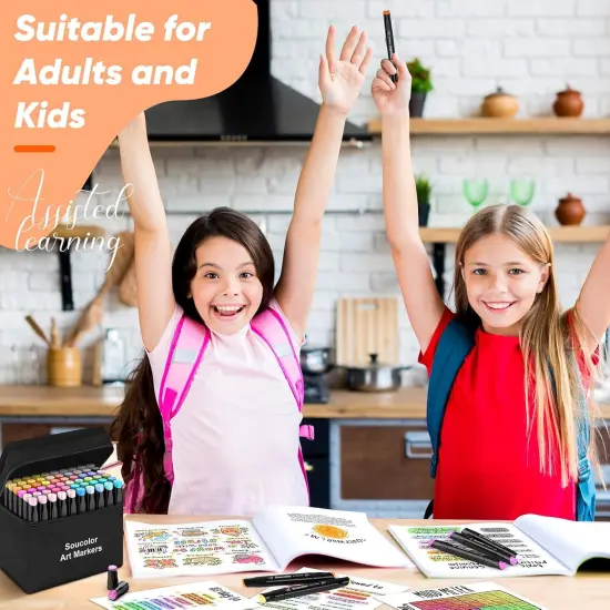 60 Colors Dual Tip Alcohol Markers Set {5}