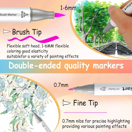 61 Colors Brush & Fine Permanent Alcohol Markers {5}