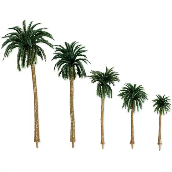 Miniature Model Palm Trees for Dioramas, DIY Crafts (5 Sizes, 15 Pieces) Green {3}