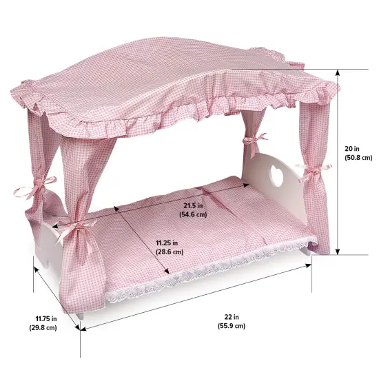 Badger Basket Canopy Doll Bed with Bedding - White/Pink {4}