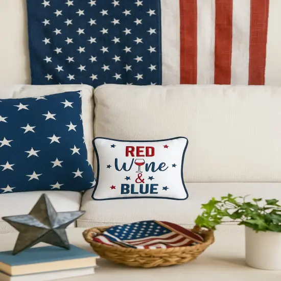 Patriotic Stars Small/Petite Embroidered Funny Humor Accent Pillow, 10" x 10" {3}