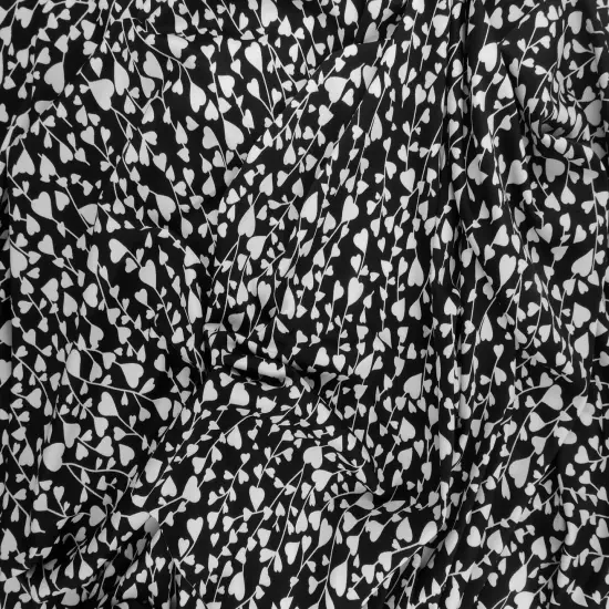 Heart Print DTY Knit Fabric 1 Yard Soft Stretch Lightweight 58/60" Wide IVORY {2}