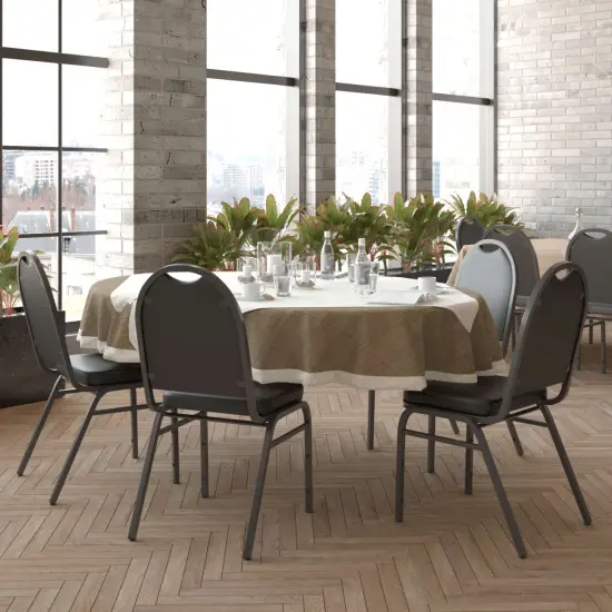 Emma and Oliver Dymoke Versatile Dome Back Stacking Banquet Chair BlackVinyl/Black {1}