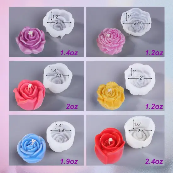 6 PCS Flower Silicone Candle Mold, Silicone Molds {5}