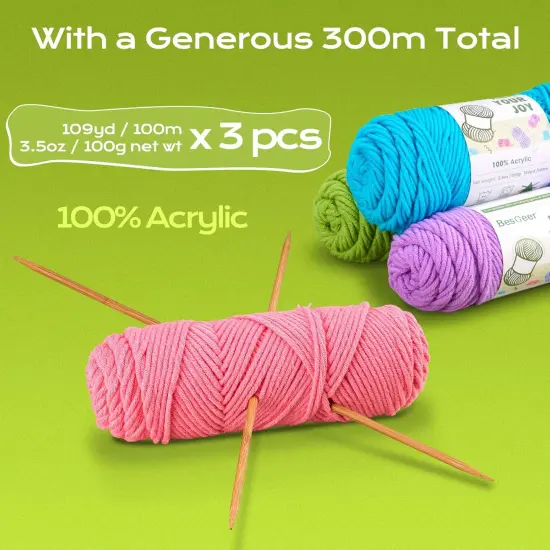 3 Pack of 100g/3.5oz Crochet WhiteYarn {2}