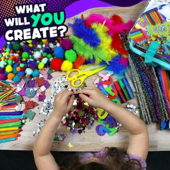 Art and Craft Kits &ndash; Mega Kids Arts & Crafts Supply Set (1750+ Pieces) for Ages 4&ndash;8 &ndash; Pom Poms, Pipe Cleaners, Googly Eyes, Foam, Feathers & More {3}