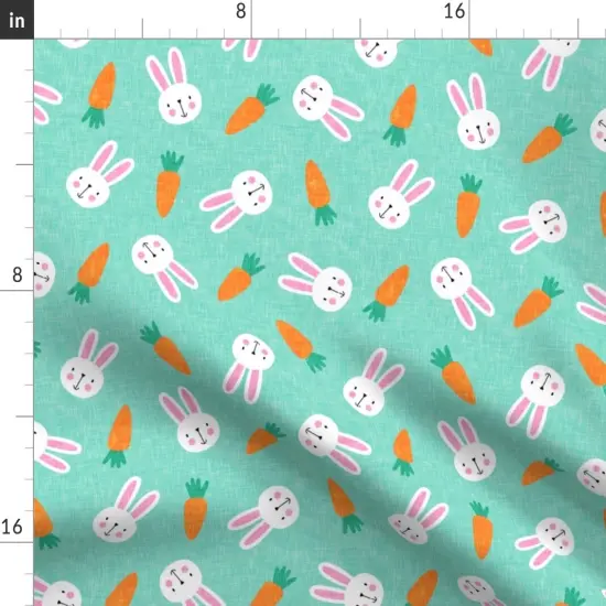 Various Fabrics by the Yard or Fat Quarter Bunnies Aqua Easter Spring Rabbit Bunny Carrot Custom Printed Fabric by Spoonflower {2}