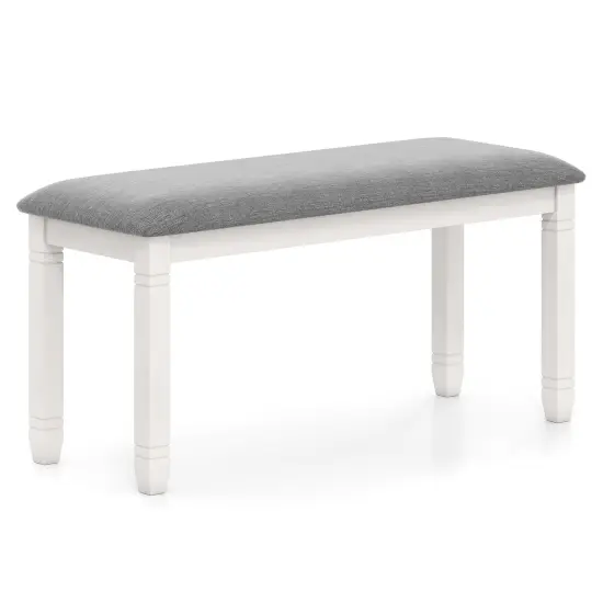 40.5" Grey Dining Bench with Sturdy Rubber Wood Frame and Cushioned Seat for Bedroom or Hallway {1}