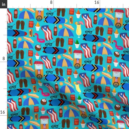 Various Fabrics by the Yard or Fat Quarter Vamos Summer Beach Surf Board Custom Printed Fabric by Spoonflower {2}