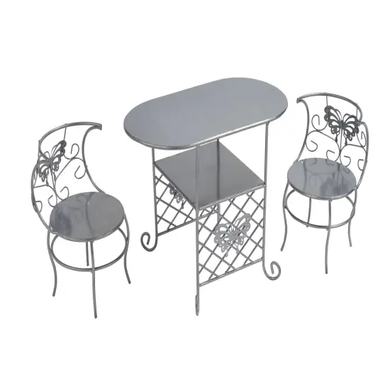 Badger Basket Tea Time Metal Doll Table and Chair Set with Accessories - Silver/Pink/Multi {5}
