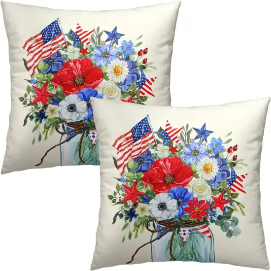 July 4th Throw Pillow Cover 18x18inch Set of 2 {2}