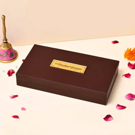 Large Gold Plated Radha Krishna Photo Frame with Charan Paduka for Diwali Housewarming Return Gift Worship Pooja Room Decor Hindu God Religious Devotional Paduka Prayer Box {3}