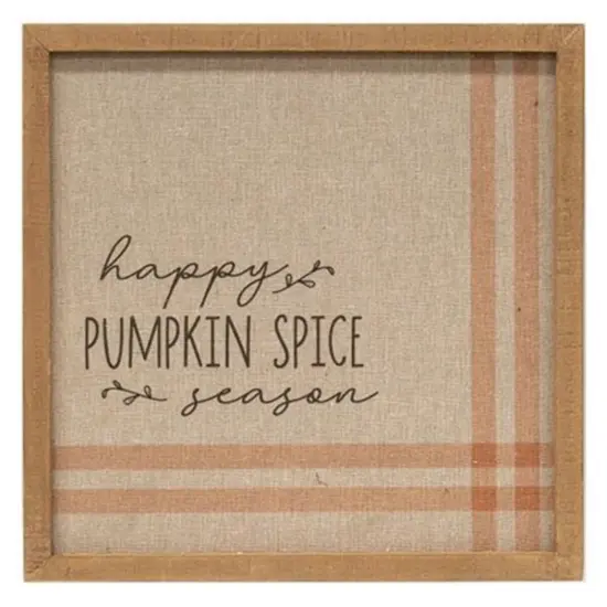 Pumpkin Spice Season 12 Inch Framed Wall Art with Check Design Grateful Thankful {2}