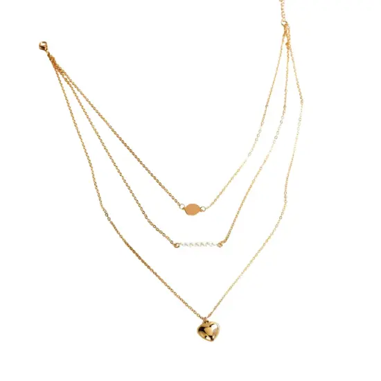 Triple Layer Pendant Necklace with Gold Color Chain Aesthetic Fake Silver Gold Plated Cross Chain Choker Necklace with Tiny Butterfly Pendant Gift for Her {1}