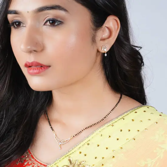 Mangalsutra with Earring Jewerly Set, Mangalsutra Necklace, Mangalsutra Chain, Mangalsutra Earrings, Mangal Sutra, Indian Jewelry {4}