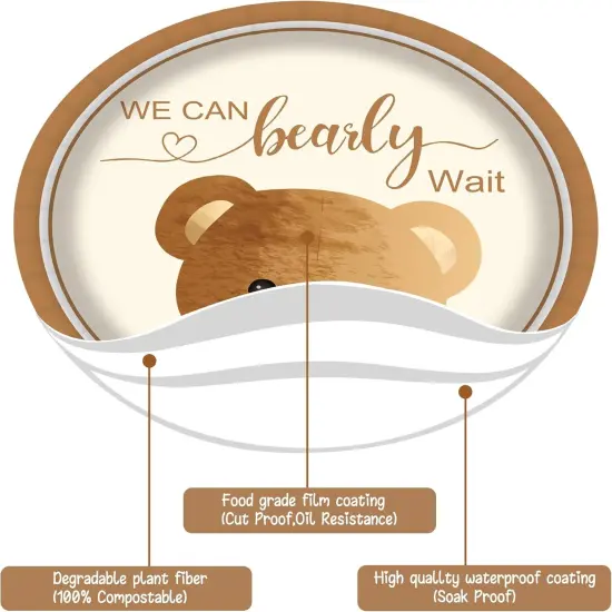 48Pcs Baby Shower Teddy Bear Paper Plates {5}