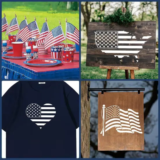5PCS American Flag Stencils - 50 Star American Map Stencil (5x7/ 6x6 inch) {5}