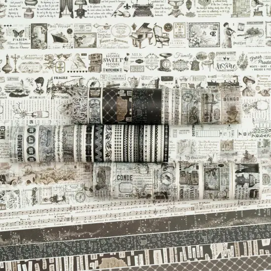 36 Rolls Vintage Washi Tape (Black & White Light) {2}
