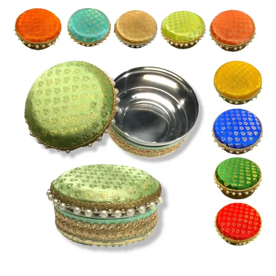 4 Ct Steel Ladoo Box 250 Grams Festival Special Stainless Steel Sweets Gift Box Perfect for Holi Diwali Rakhi Housewarmings Mithaai Desert Box Orange {5}