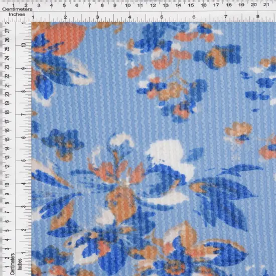 1 Yard Cozy Double Knit Floral Print Fabric Stretch Polyester Rayon Spandex 56/57 Inches Wide IVORY {5}