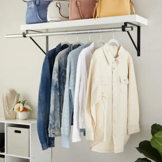 4 Pack Metal Closet Hanging Shelf Rod Bracket Holder and Support, Heavy Duty Bar for Shelving (Black, 12.5 x 1 x 9.5 in) {3}