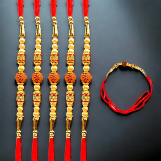Wholesale 5, 10 Rudraksh Rakhi for Brother, Poojan Thread, Rakhri, Rakhi Bracelet, Raksha Bandhan, Rakshabandhan, Rakhdi, Usa Seller {2}