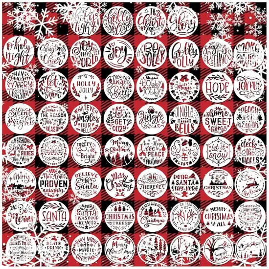 Small Stencils for Painting on Wood Reusable, 3 Inch Reusable Stencil for Craft Ornament Paint Template Stencils for Wall Card Rock Wood Signs Coasters Canvas Home Decor (Christmas Words 3) {2}