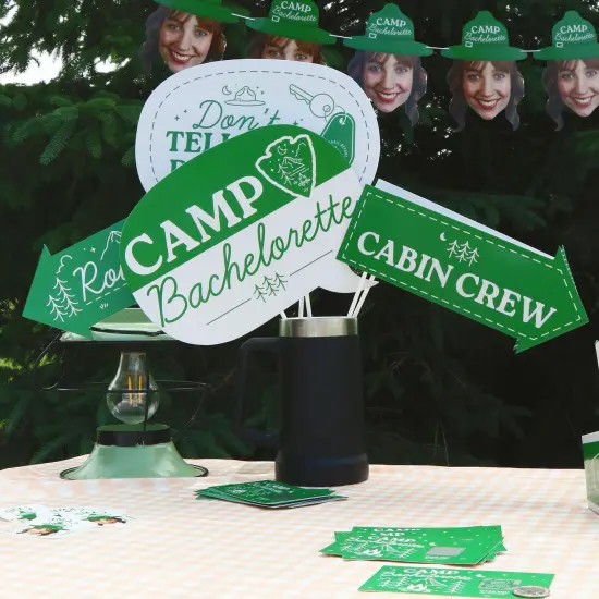 Big Dot of Happiness Funny Camp Bachelorette Photo Props, Glamping Bachelorette Party Decorations, Cabin Crew Photo Booth Props Kit - 10 Piece {3}