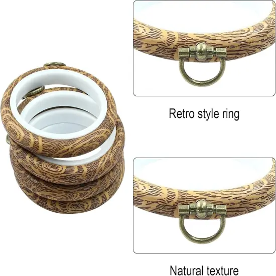 4 Pieces 3.2 Inch Embroidery Hoops, Imitated Wood Cross Stitch {2}