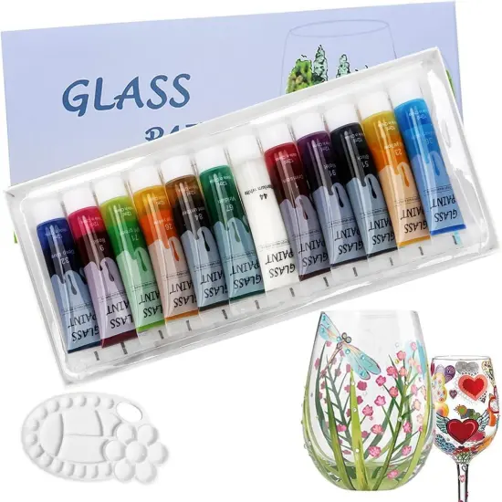 Wine Glasses, Light Bulbs, Ceramic (12 Colors x 12ml with Palette) {1}