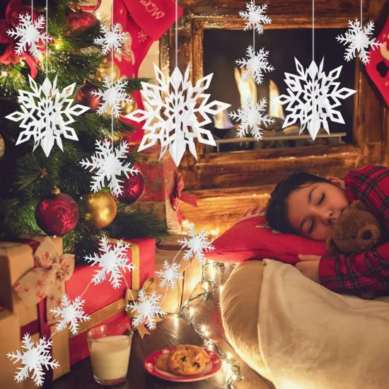 24PCS Snowflake Garland Christmas Decorations (Antique White 24) {2}