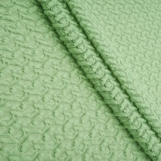 1 Yard Crochet Lace Fabric, 58/60&Prime; Wide Polyester Spandex Blend SAGE {2}