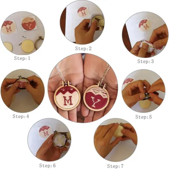 8PCS Small Ring Embroidery Hoop Wooden Mini Cross Stitch {3}