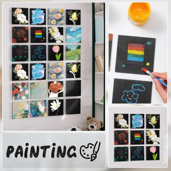 120 Pieces Unfinished Wood Squares 4" x 4" Blank Wood Pieces Natural Wooden Cutout {5}